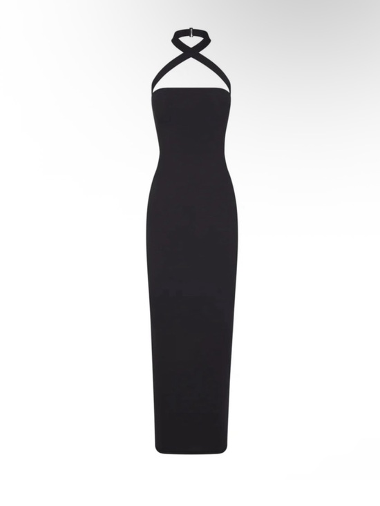 SKIMS Dresses & Skirts - SKIMS Black Halter Wrap Maxi Dress